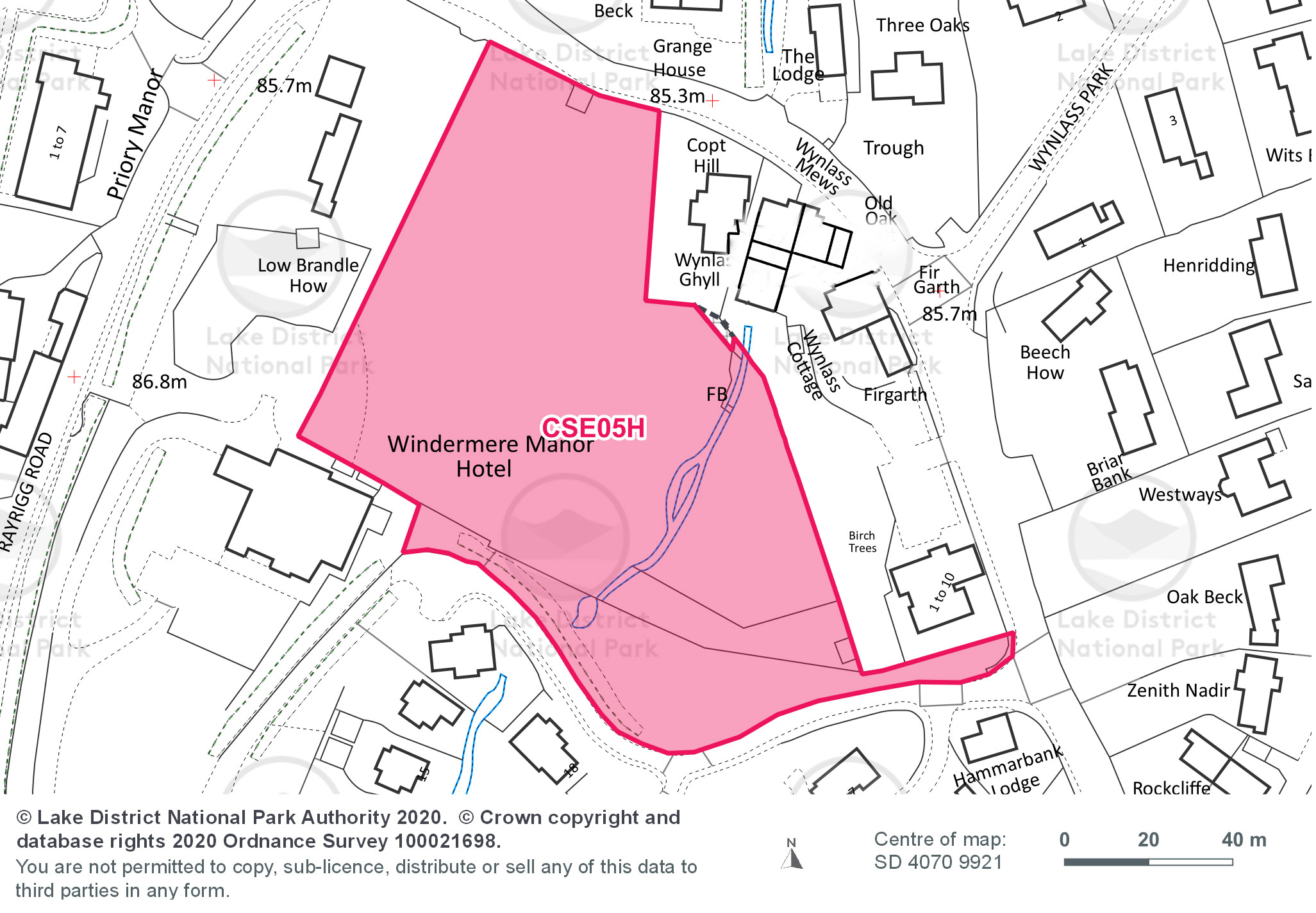 Map showing the area of the site allocation