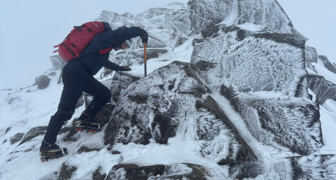 Climber takes part in a winter skills course by 