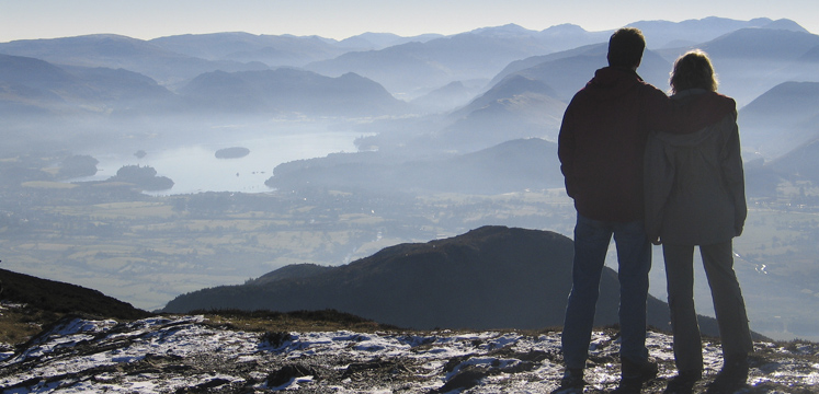 Walkers on Ullock Pike overlooking Derwentwater copyright Tony West