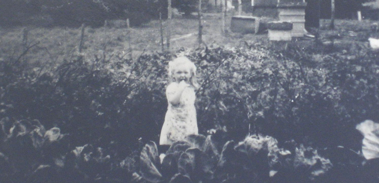 Anne Haslam in the back garden of 110 Calgarth Road, Troutbeck Bridge - courtesy of Edith Haslam