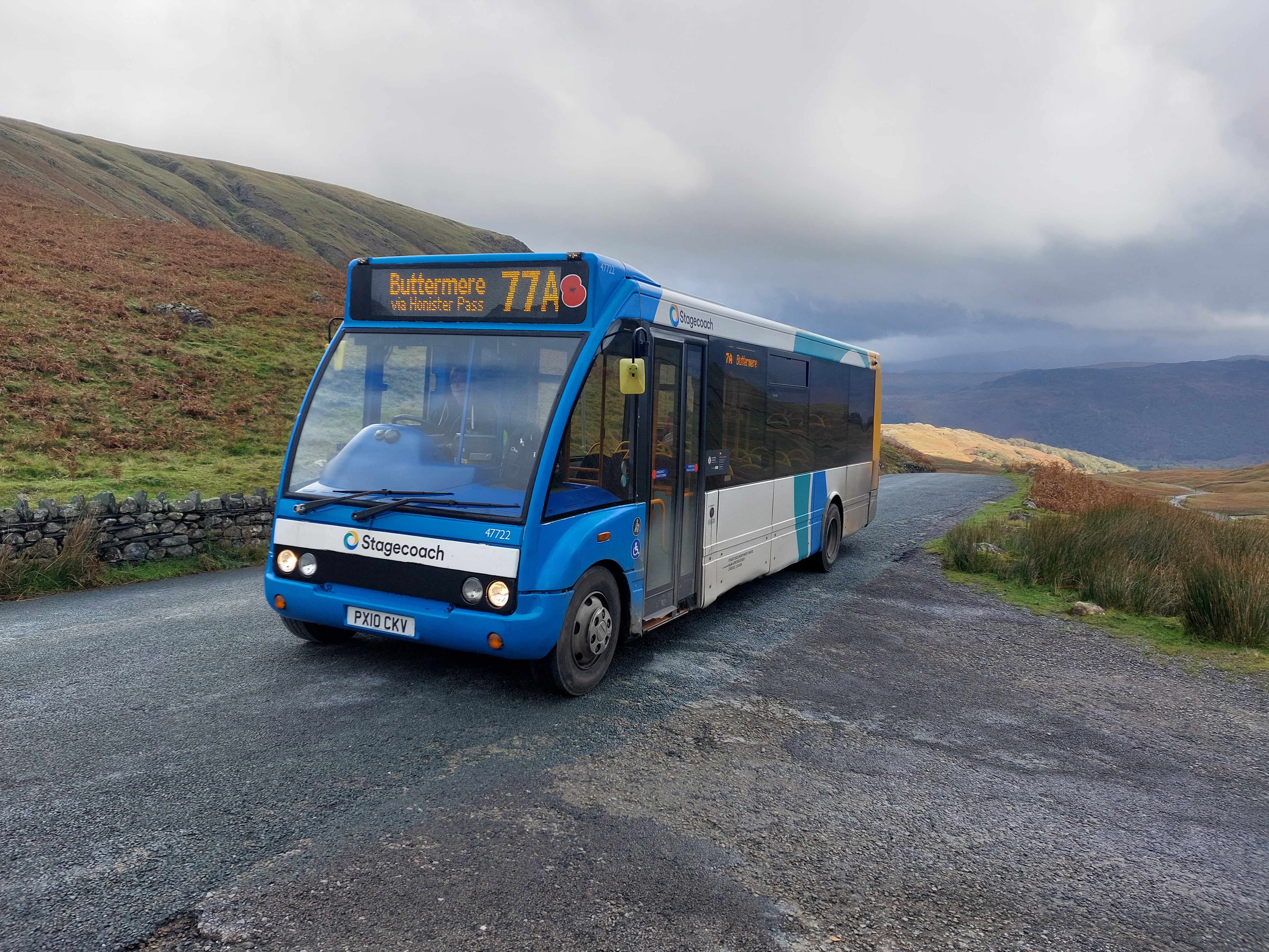 Stagecoach 77A at the summit of Honister Pass