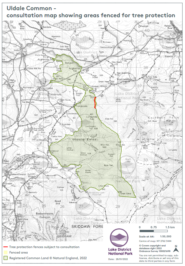 Map of Uldale Common showing fenced areas