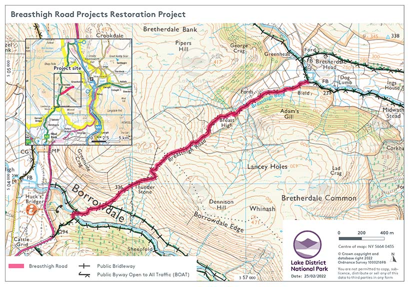 Map of route of Breasthigh Road
