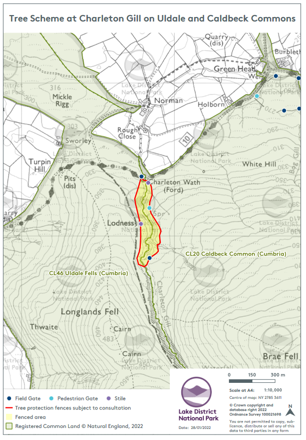 Map of the Charleton Gill area showing common fencing
