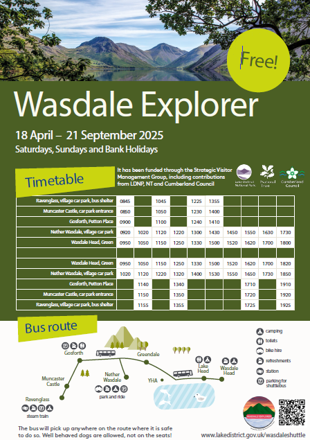 Screen shot of the Wasdale Explorer poster with information and timetable