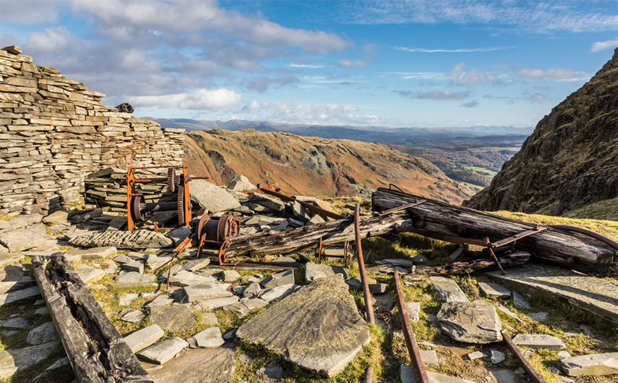 Old slate mine works high in the Coniston fells