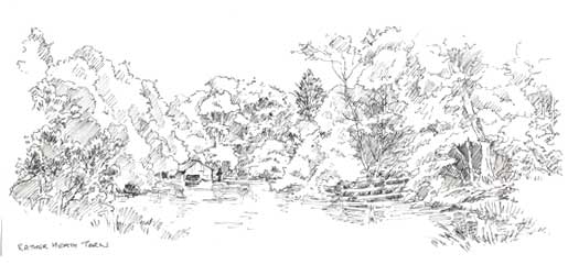 Sketch of Rather Heath Tarn copyright Sue Thompson