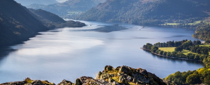 View over a stunning Ullswater in the Lake District