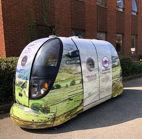 Driverless pod that will be demonstrated at Brockhole on Windermere this weekend. 