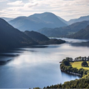 Landscape view over Ullswater in the English Lake District UNESCO World Heritage Site