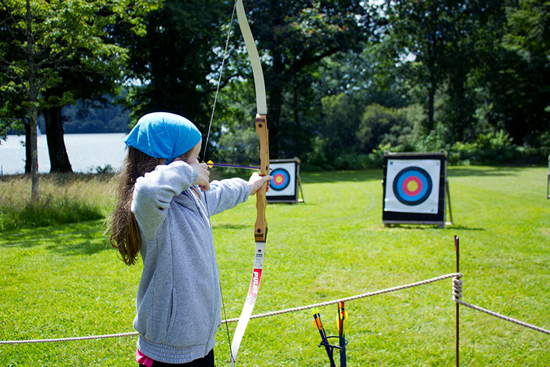 Archery with Windermere lake in the background