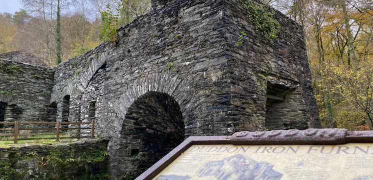 A large slate furnace stack.