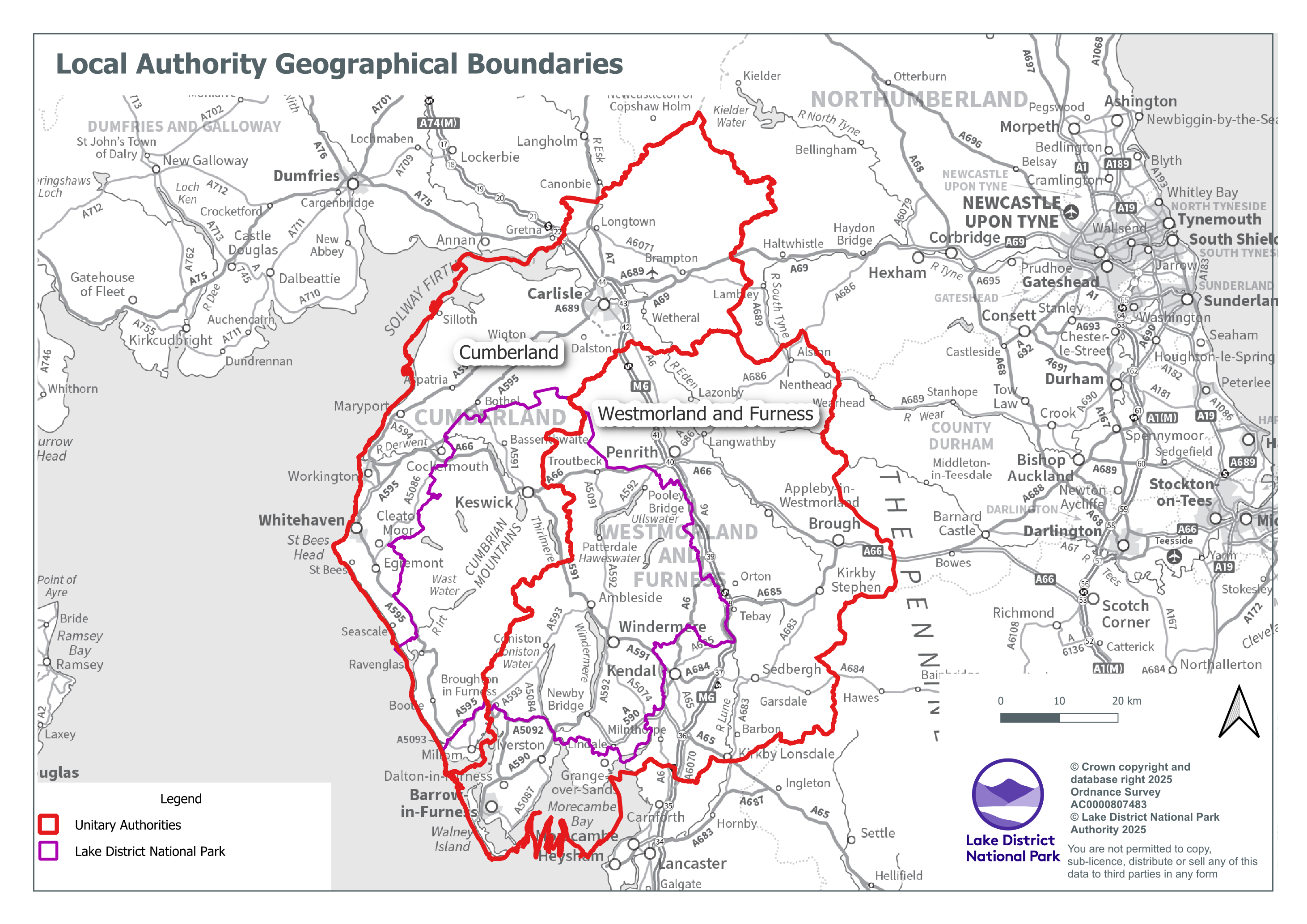 Map showing local authority boundaries