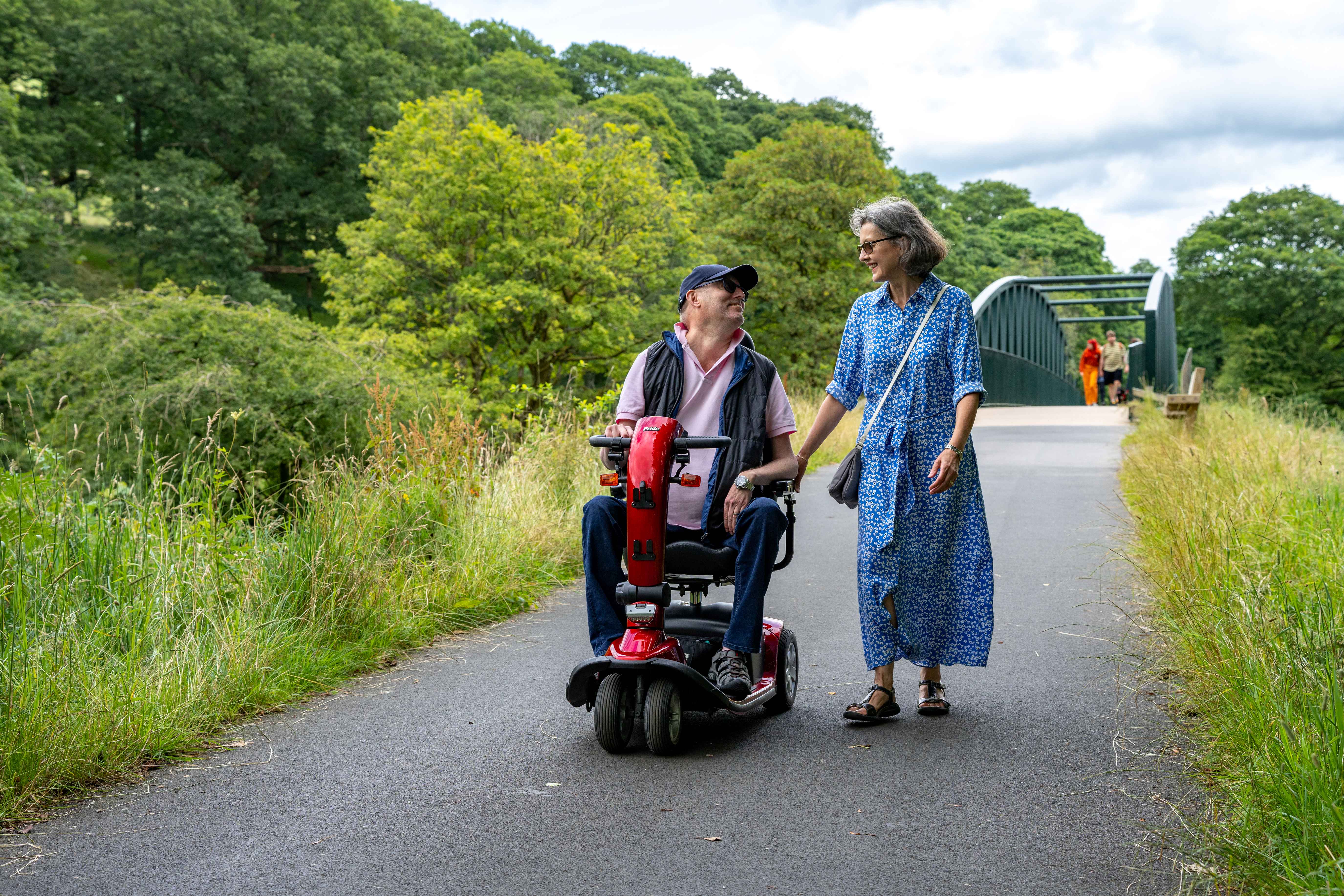 Wheelchair user on the Keswick to Threlkeld Trail