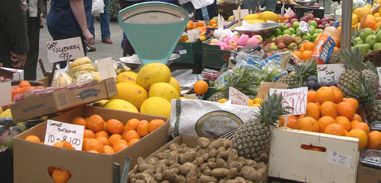 Fruit and veg market stall copyright Michael Turner