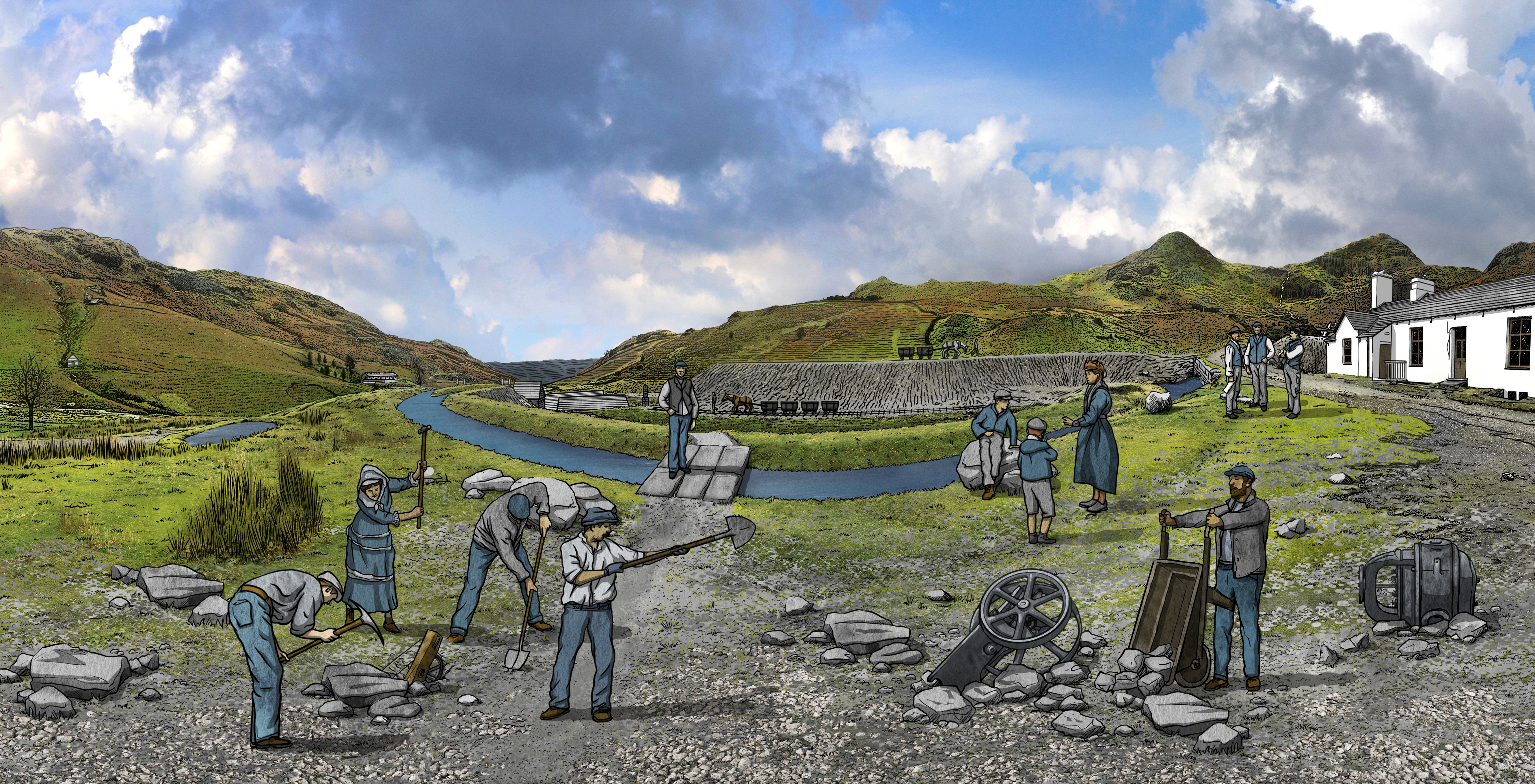 Reconstruction Illustration showing Bonsor Mills in its Victorian heyday