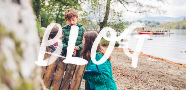 Children playing at Windermere shore 