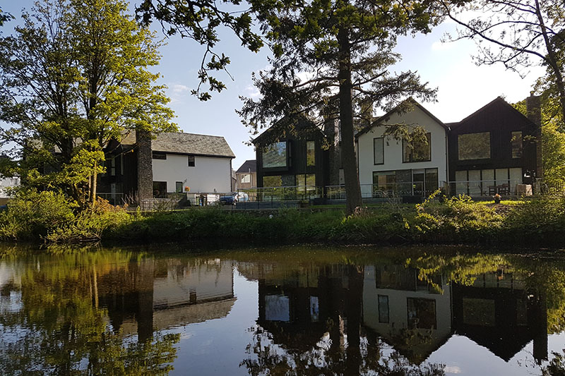 Newly built houses on a riverside