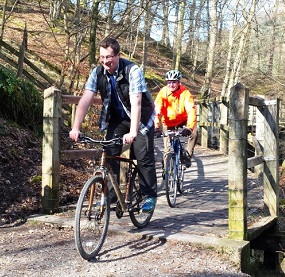 Cyclists on the Keswick to Threlkeld Railway Path