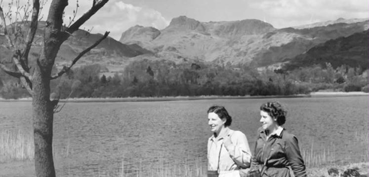 Women walking by Elterwater in the 1940s