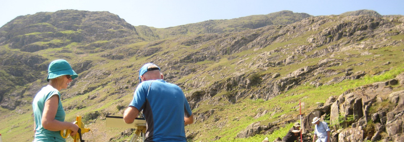 Volunteers surveying mining remains t Tilberthwaite, near Coniston