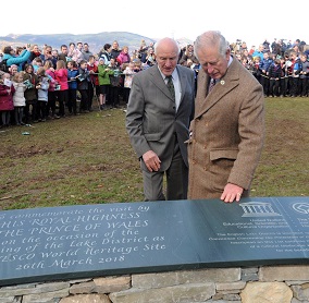 2)	The Prince of Wales is joined by Lord Clark of Windermere at the installation in Crow Park, Keswick 