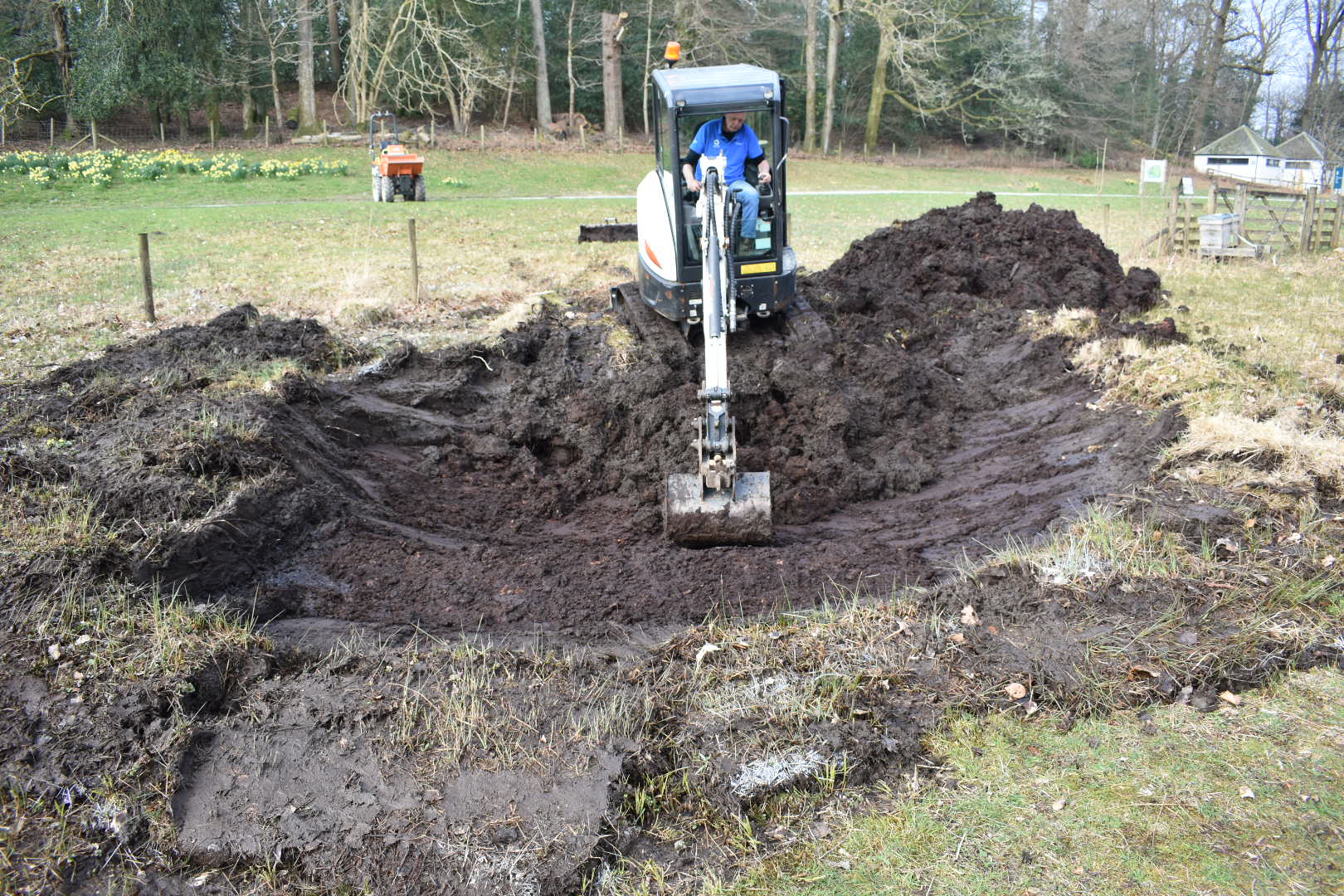 Digger creating new ponds at Brockhole