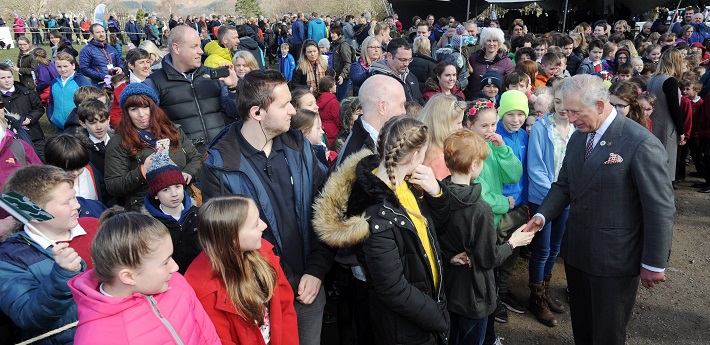 3)	The Prince of Wales meets school children and members of the public who came to Crow Park, Keswick, to celebrate the official unveiling of the plaque installation to mark the Lake District as a UNESCO World Heritage Site.