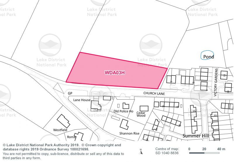 Map showing the area of the site allocation