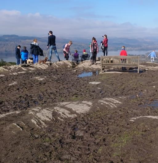 Trampling and erosion damage on the Orrest Head summit
