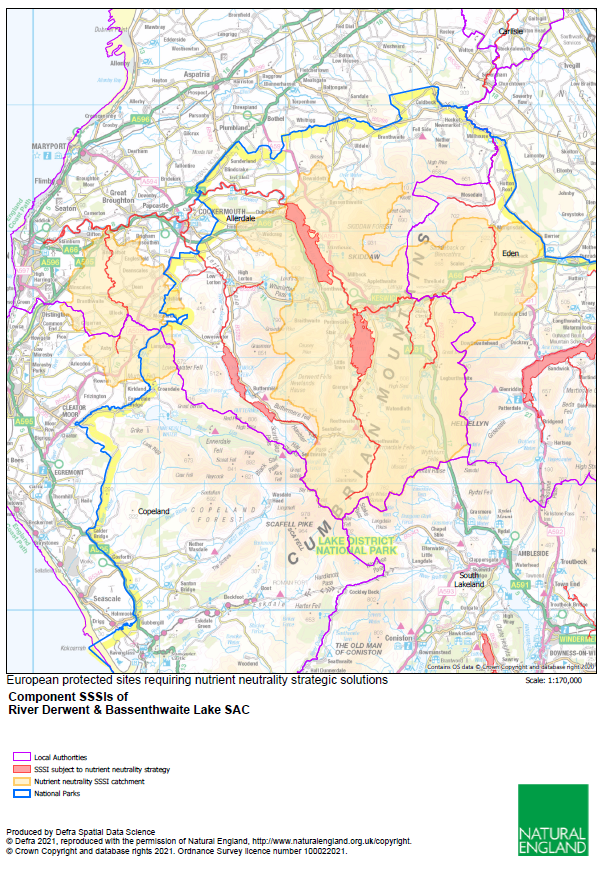 Map showing the Derwent catchment area
