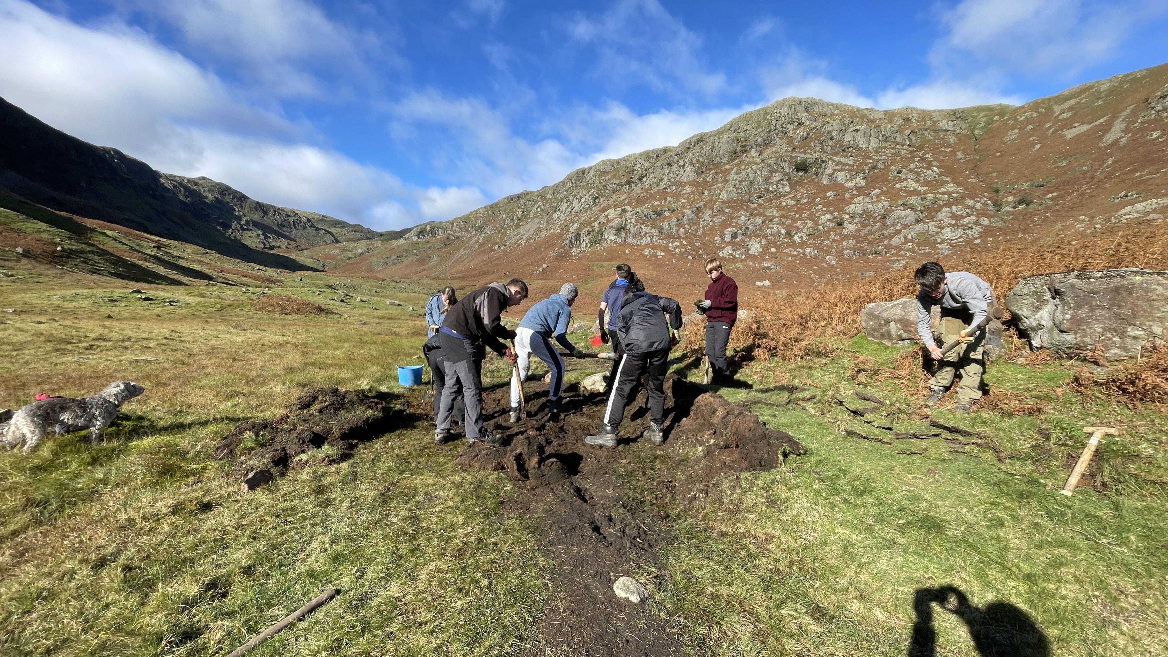 Young Rangers working on a path in Far Easdale