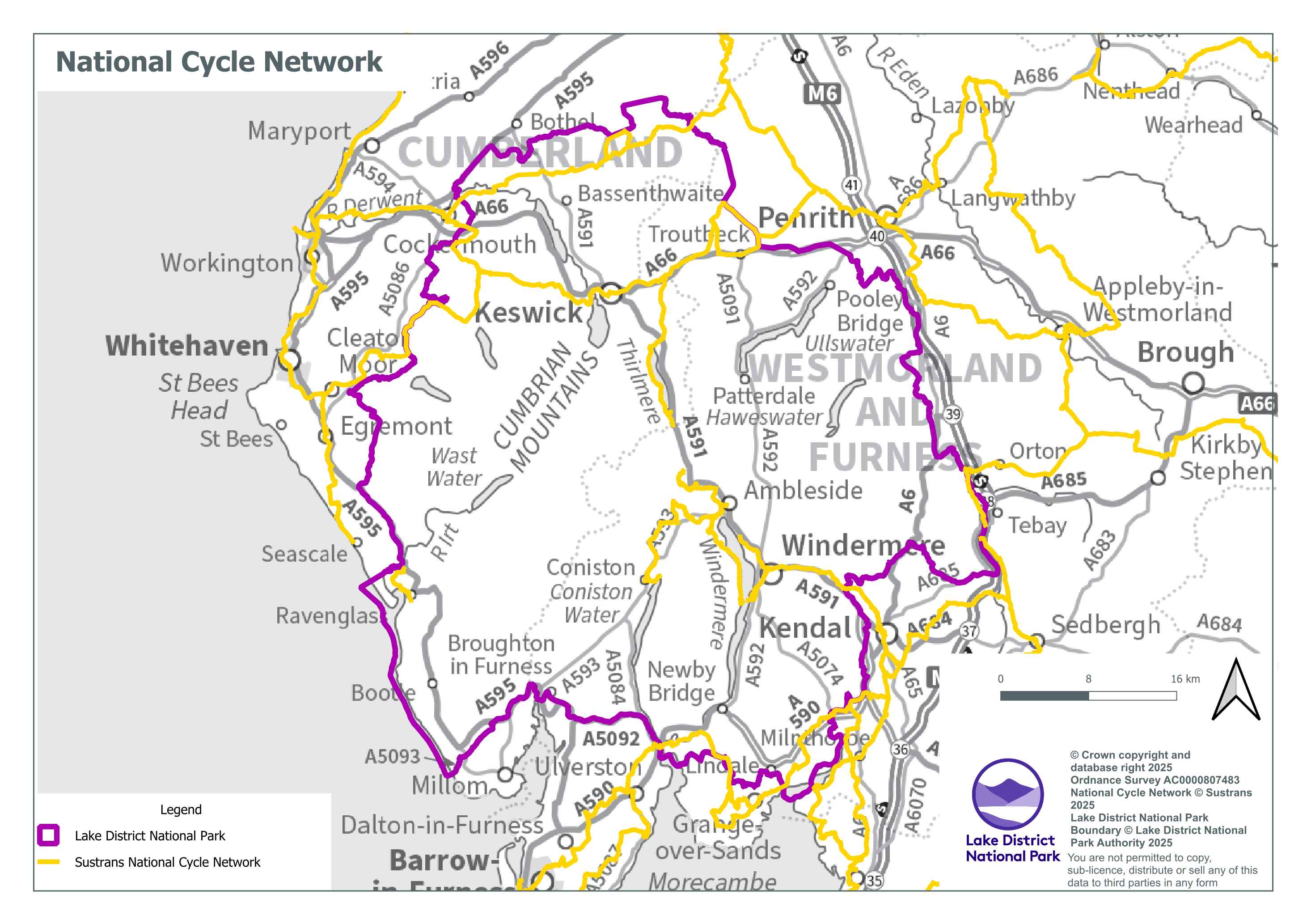 Map showing Sustrans National Cycle Network