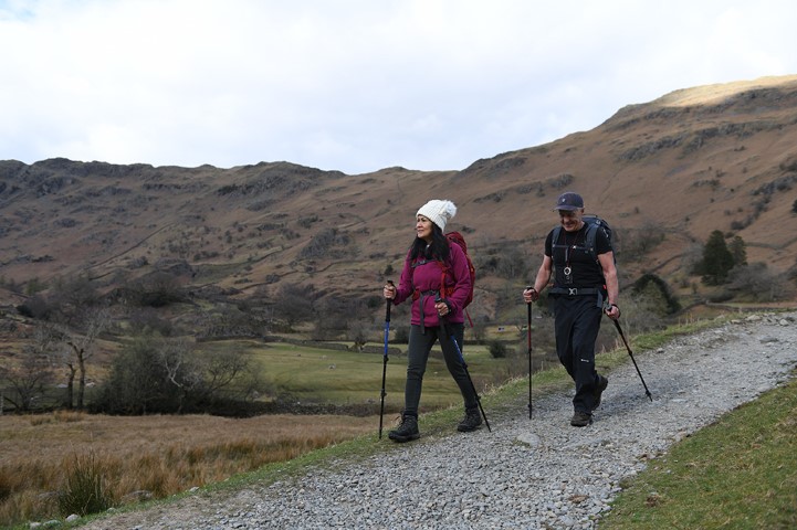 Two walkers on a guided walk