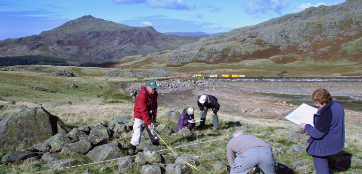 Archaeological survey of a ring cairn at Seathwaite Tarn