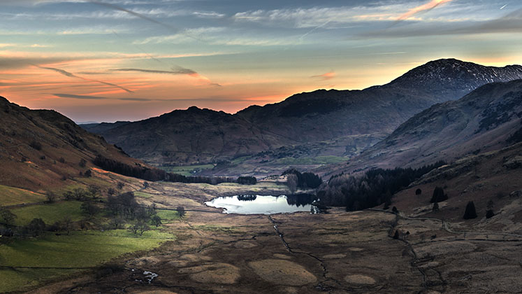Langdale Valley at sunset
