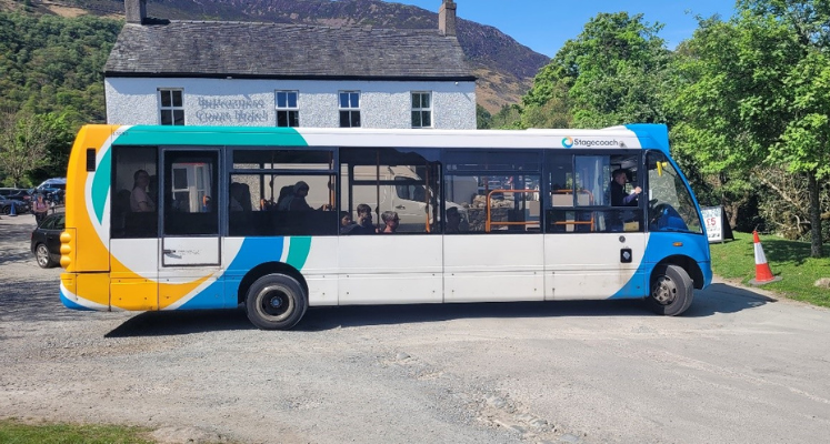 Bus on a sunny day in the Lake District