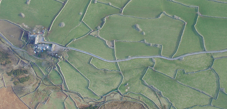 Aerial view of fields in Wasdale copyright Cumbria Soaring Club